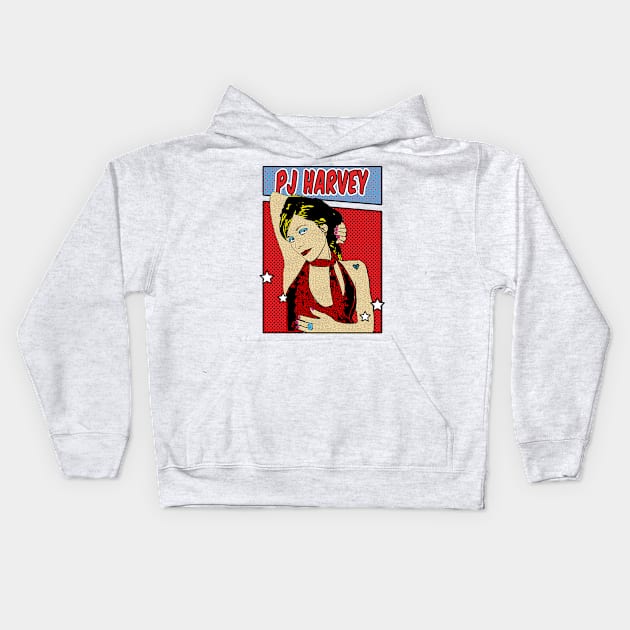 PJ Harvey Pop Art Comic Style Kids Hoodie by Flasher